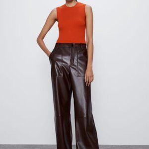 Zara Ribbed Knit Top Orange